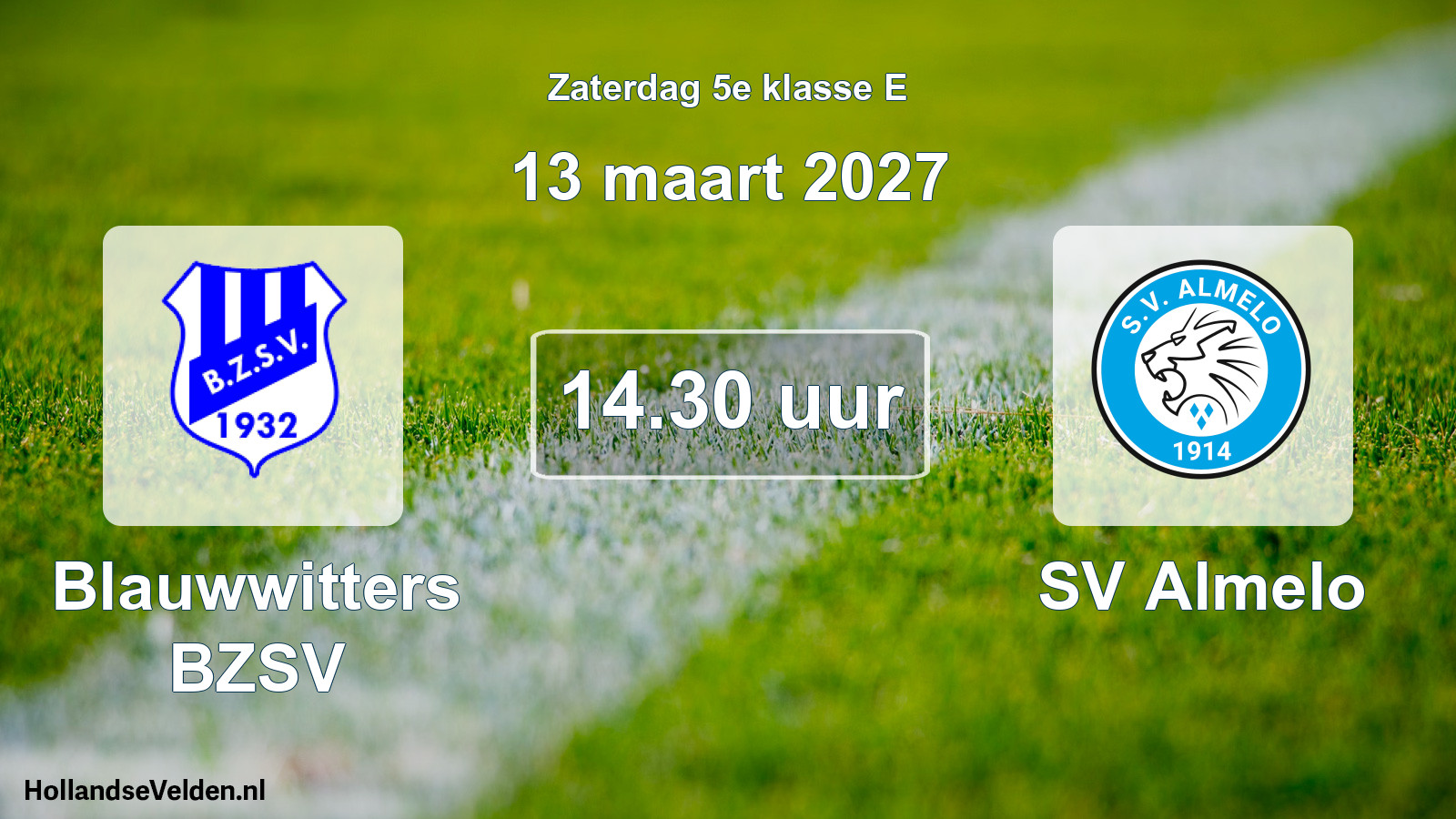 Geplande wedstrijd: Blauwwitters BZSV - SV Almelo (13 maart 2027)