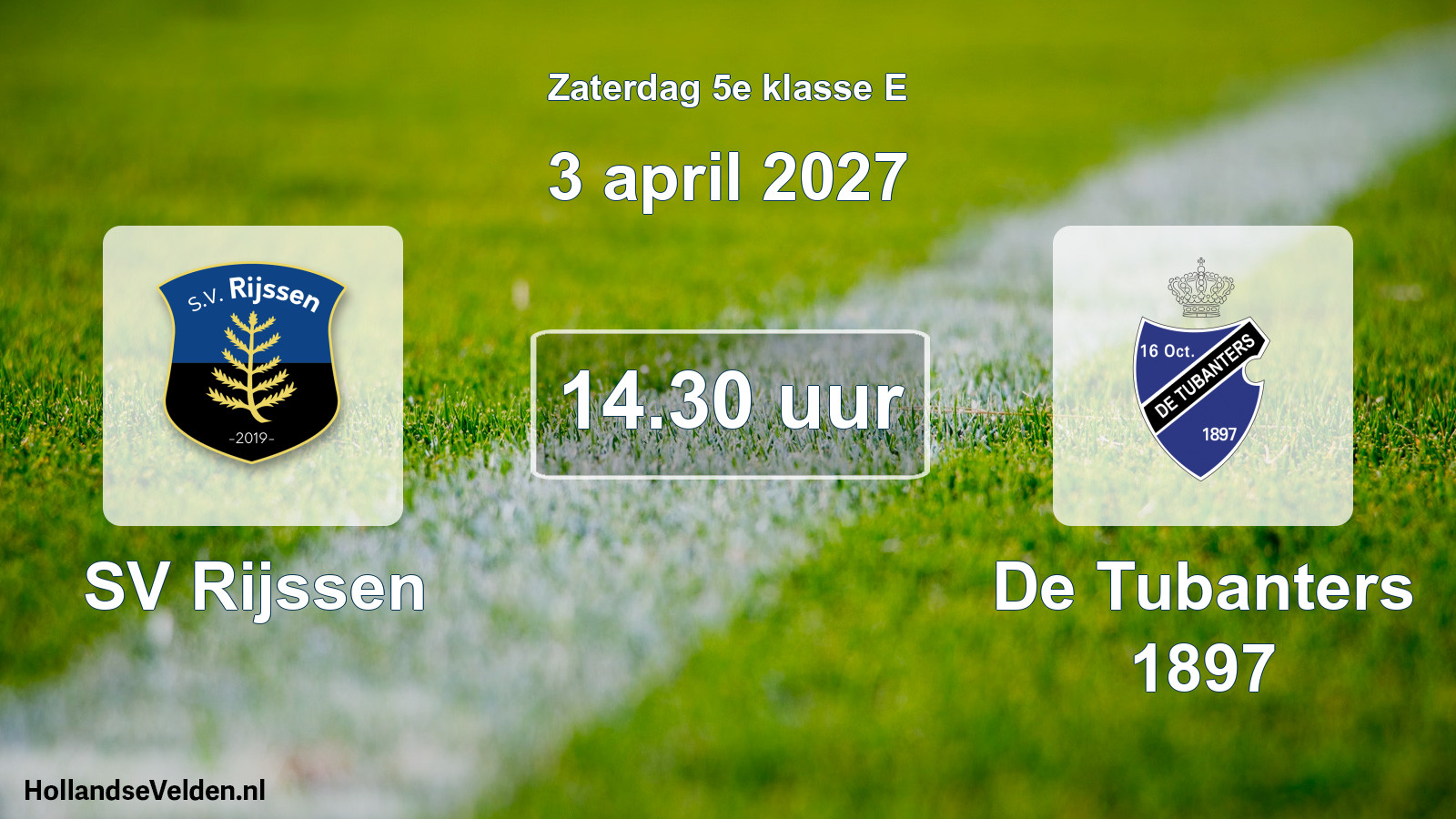 Geplande wedstrijd: SV Rijssen - De Tubanters 1897 (3 april 2027)