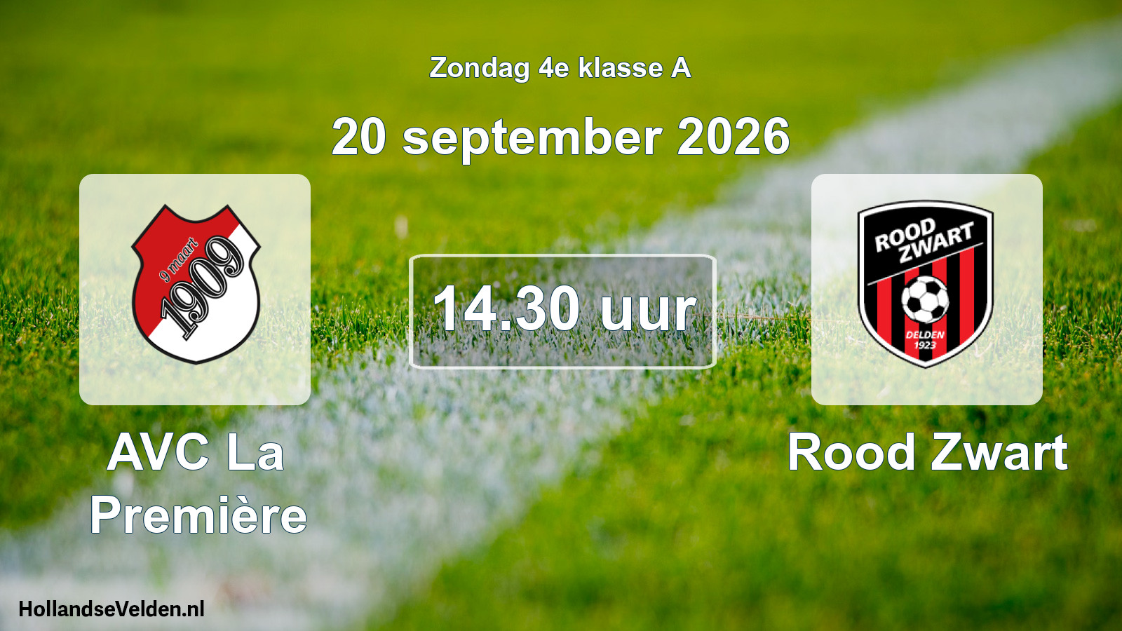 Geplande wedstrijd: AVC La Première - Rood Zwart (20 september 2026)