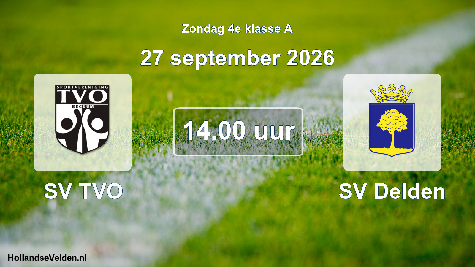Geplande wedstrijd: SV TVO - SV Delden (27 september 2026)