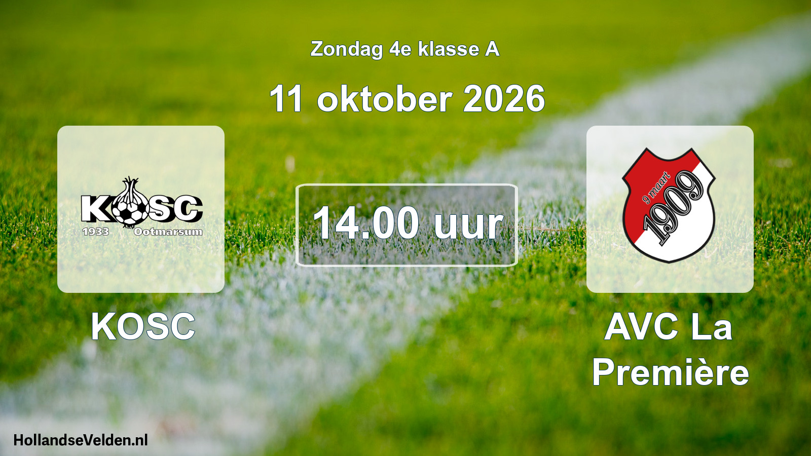 Geplande wedstrijd: KOSC - AVC La Première (11 oktober 2026)