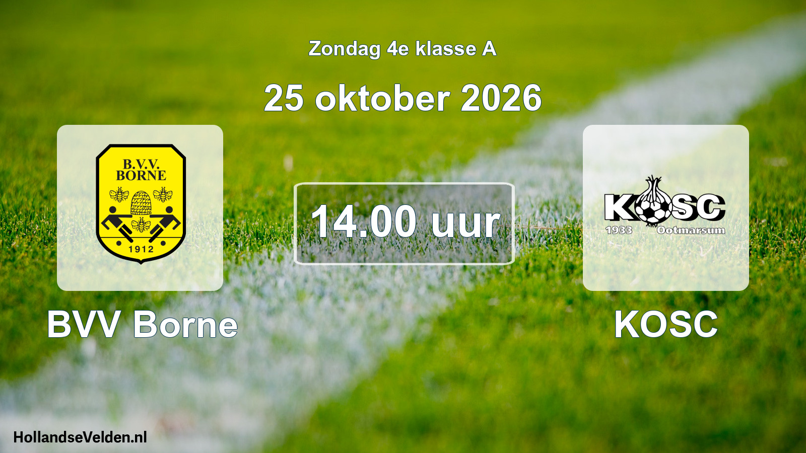 Geplande wedstrijd: BVV Borne - KOSC (25 oktober 2026)