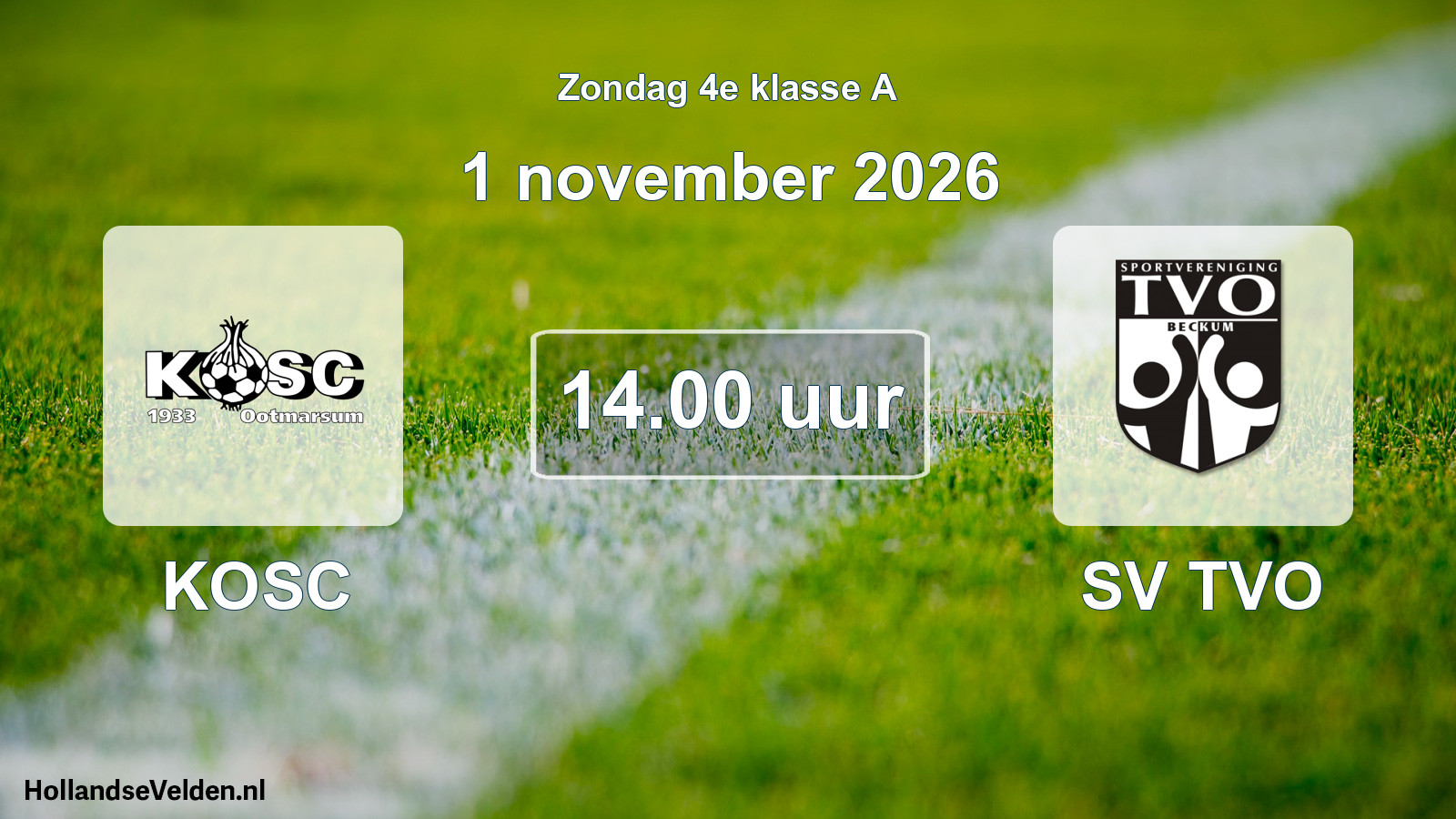 Geplande wedstrijd: KOSC - SV TVO (1 november 2026)