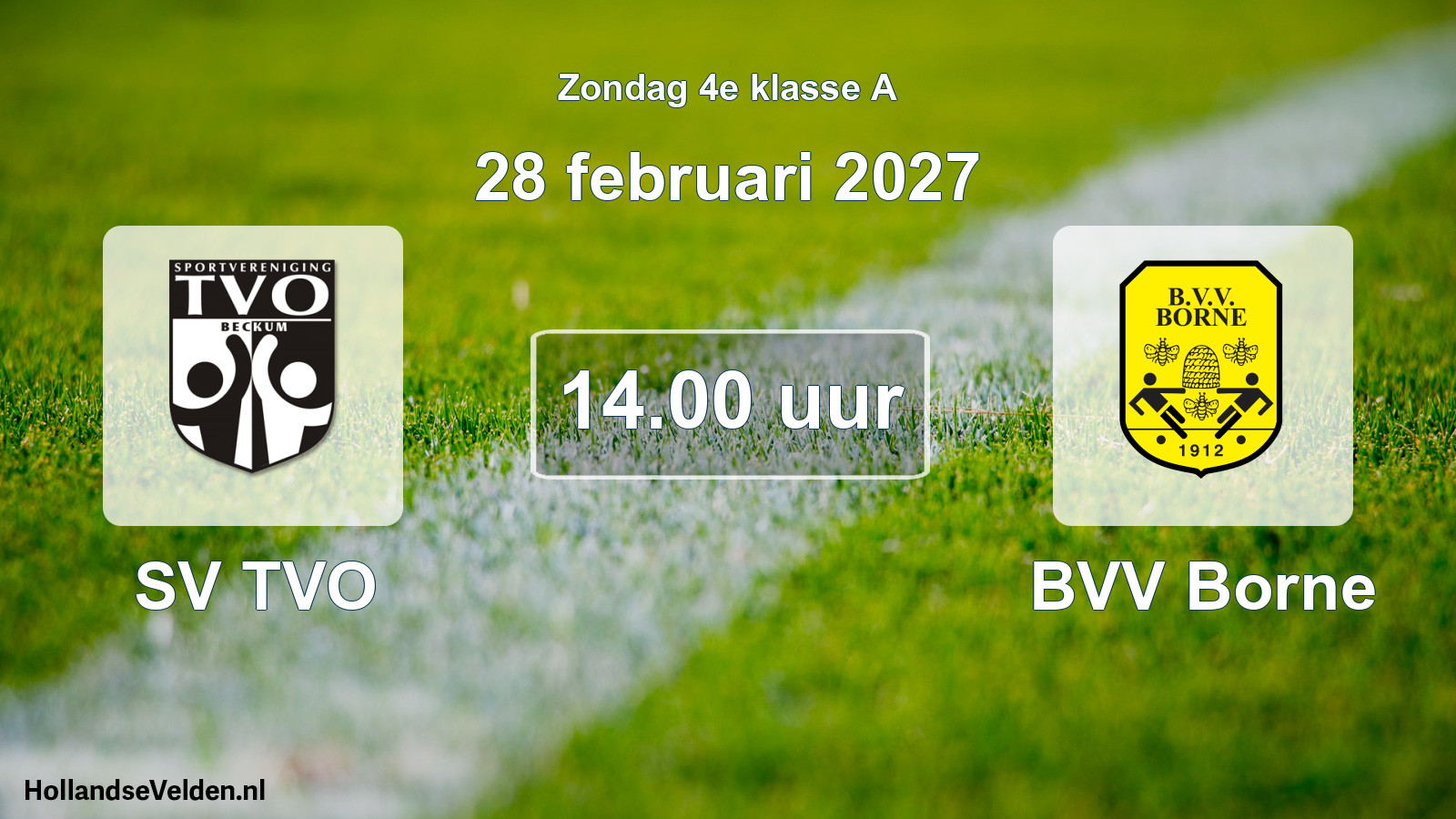 Geplande wedstrijd: SV TVO - BVV Borne (28 februari 2027)