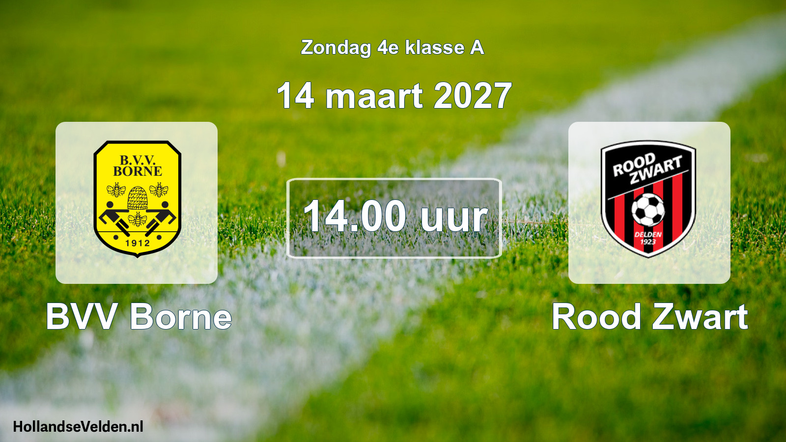 Geplande wedstrijd: BVV Borne - Rood Zwart (14 maart 2027)