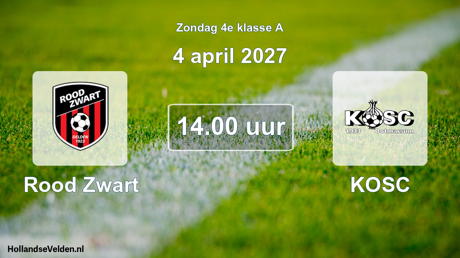 Geplande wedstrijd: Rood Zwart - KOSC (4 april 2027)