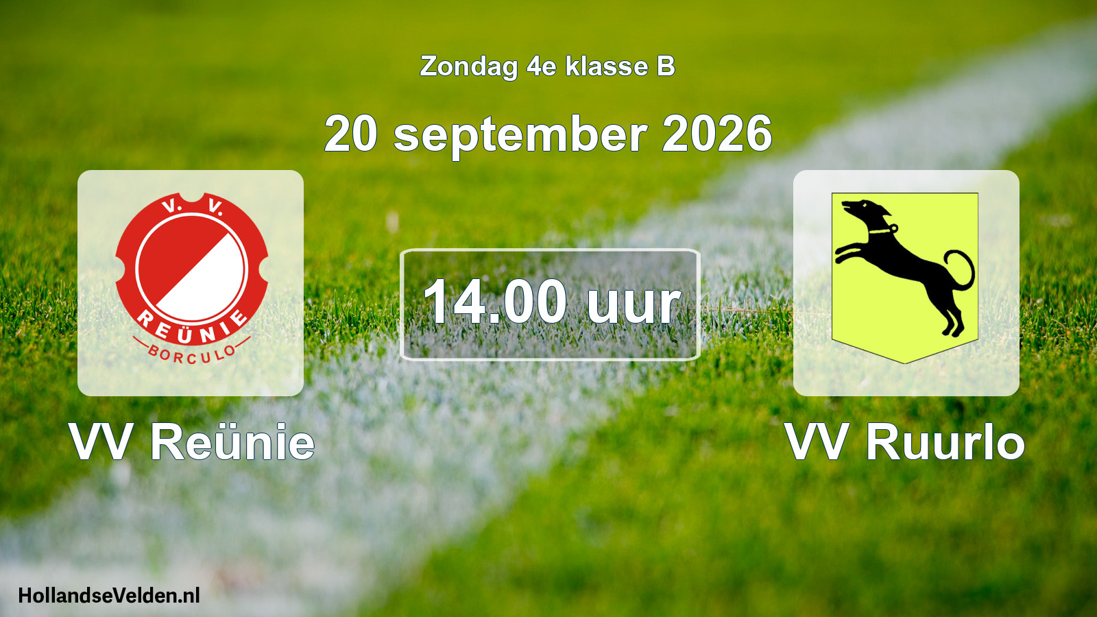 Geplande wedstrijd: VV Reünie - VV Ruurlo (20 september 2026)