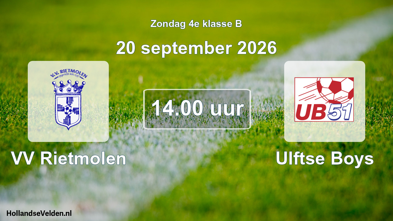 Geplande wedstrijd: VV Rietmolen - Ulftse Boys (20 september 2026)