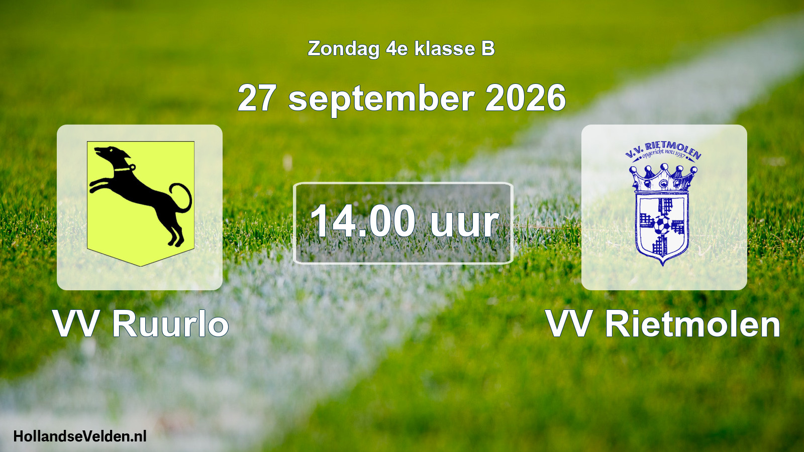 Geplande wedstrijd: VV Ruurlo - VV Rietmolen (27 september 2026)