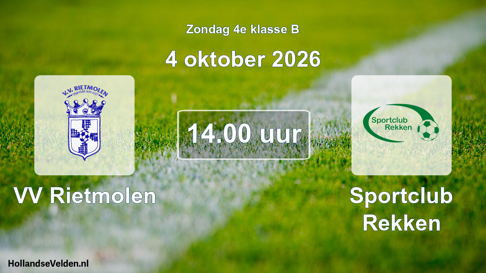 Geplande wedstrijd: VV Rietmolen - Sportclub Rekken (4 oktober 2026)