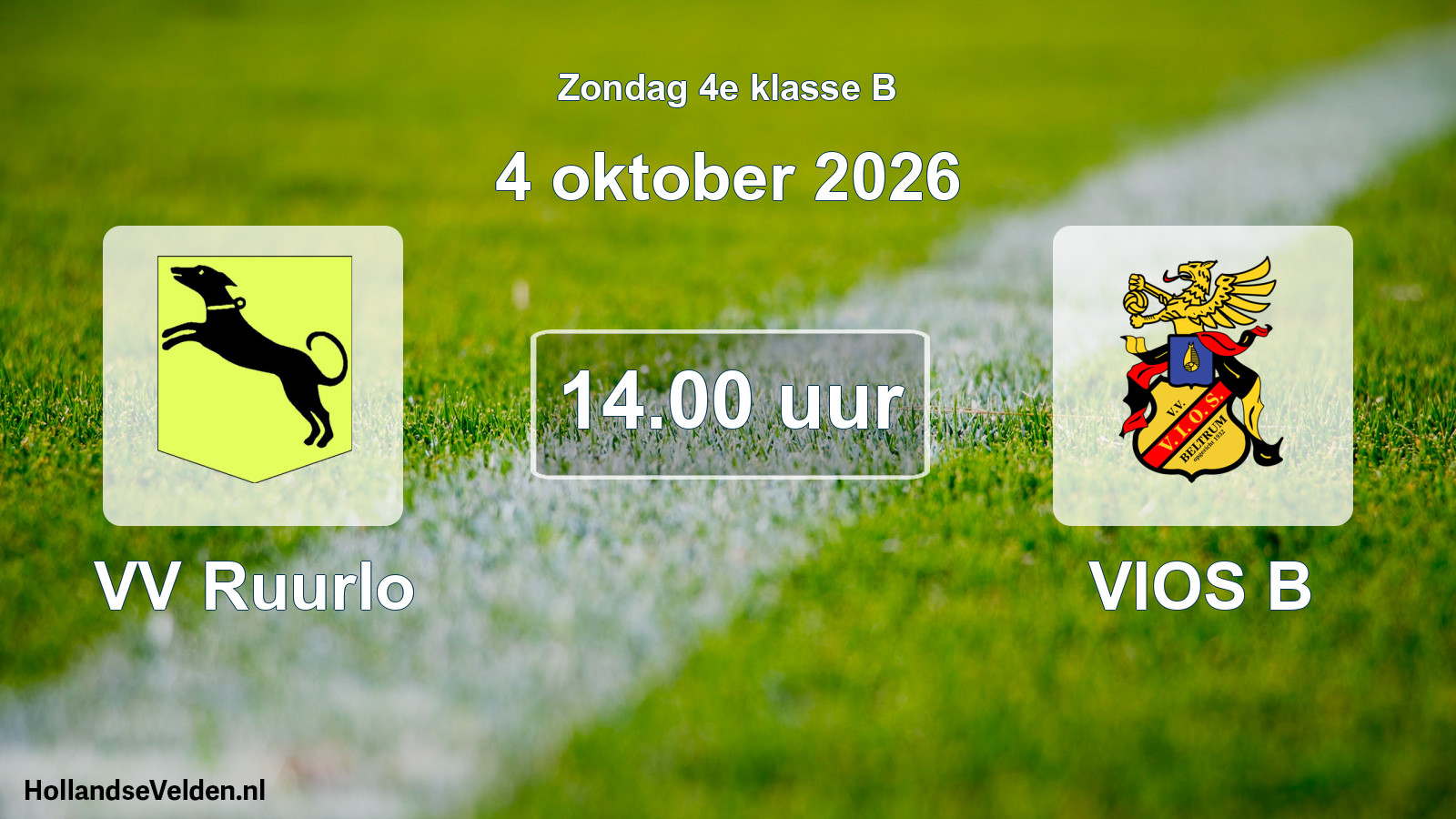 Geplande wedstrijd: VV Ruurlo - VIOS B (4 oktober 2026)