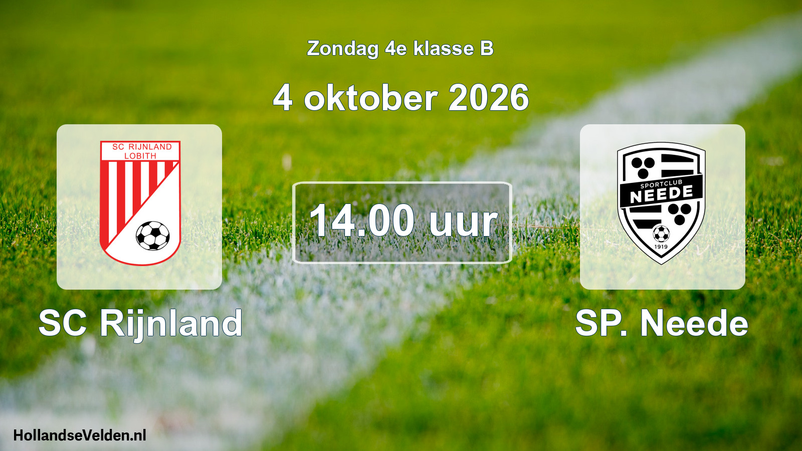 Geplande wedstrijd: SC Rijnland - SP. Neede (4 oktober 2026)