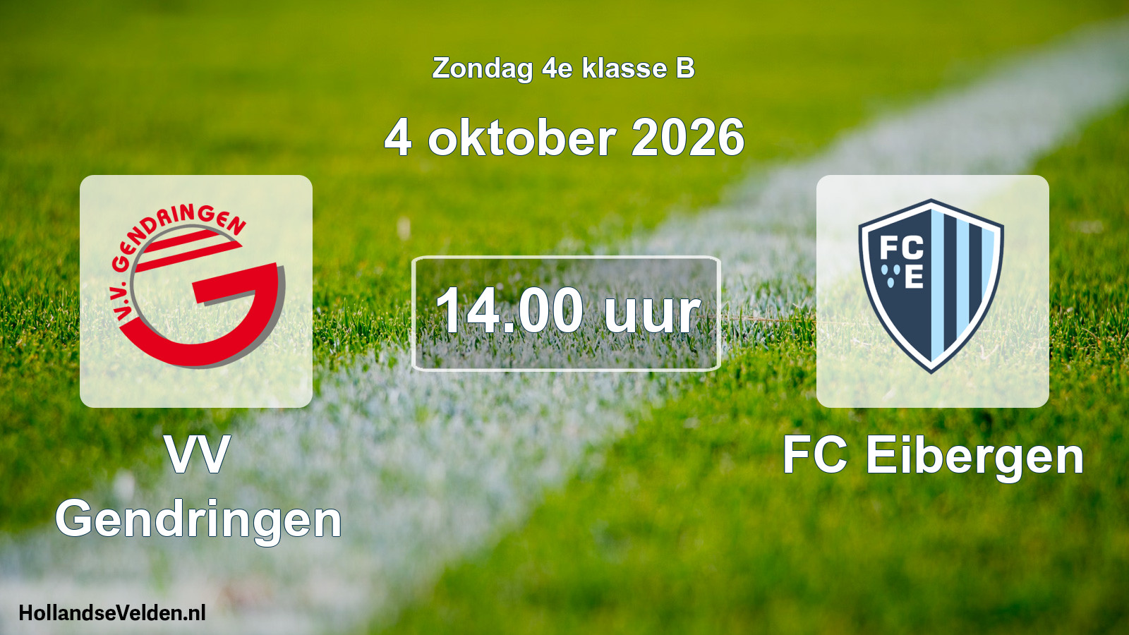Geplande wedstrijd: VV Gendringen - FC Eibergen (4 oktober 2026)