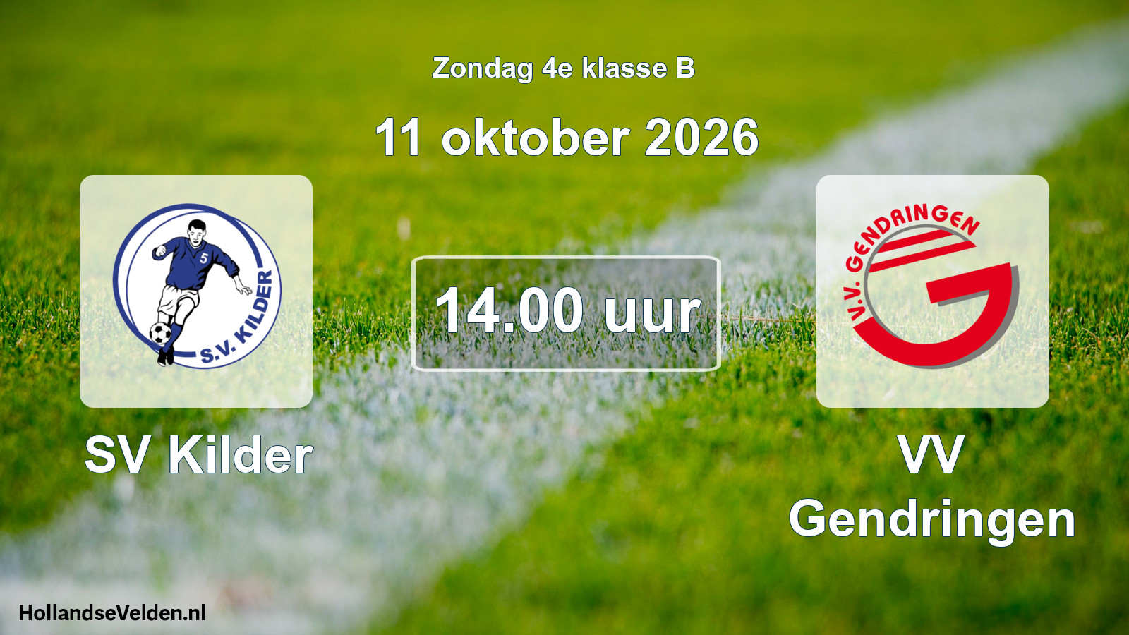 Geplande wedstrijd: SV Kilder - VV Gendringen (11 oktober 2026)