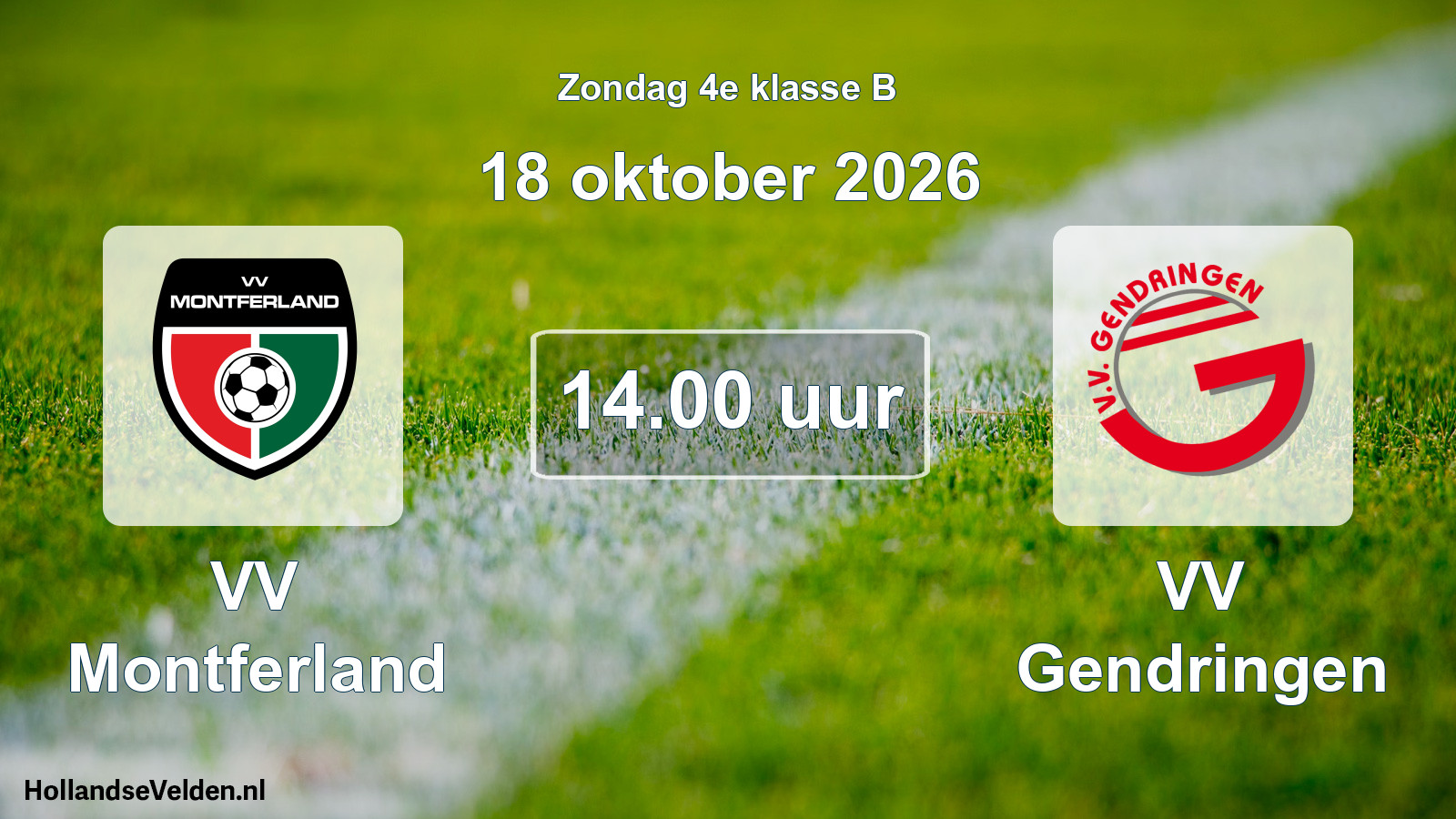 Geplande wedstrijd: VV Montferland - VV Gendringen (18 oktober 2026)