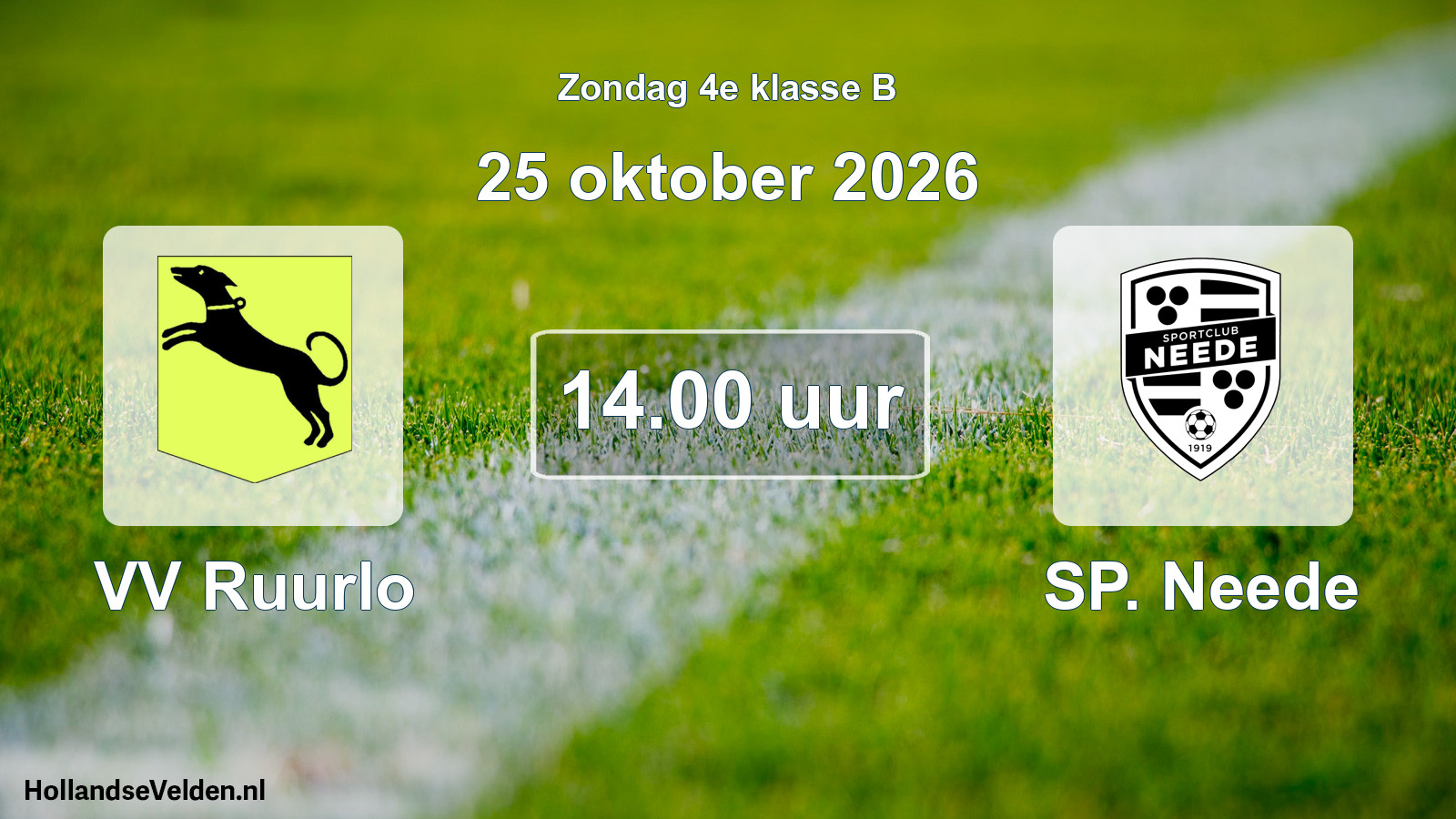 Geplande wedstrijd: VV Ruurlo - SP. Neede (25 oktober 2026)