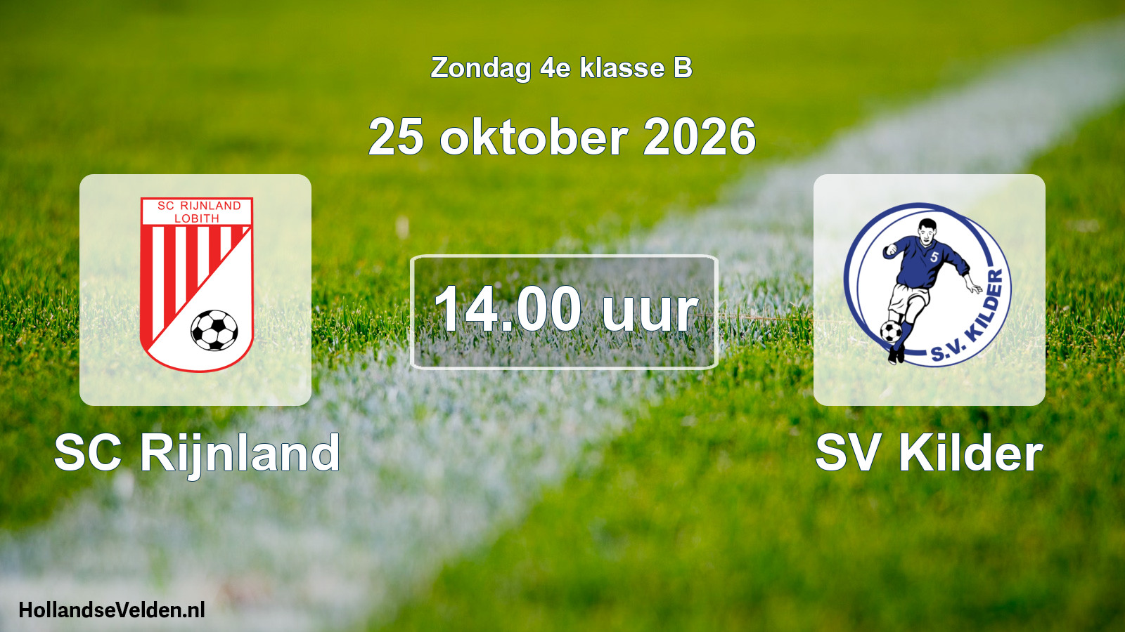 Geplande wedstrijd: SC Rijnland - SV Kilder (25 oktober 2026)