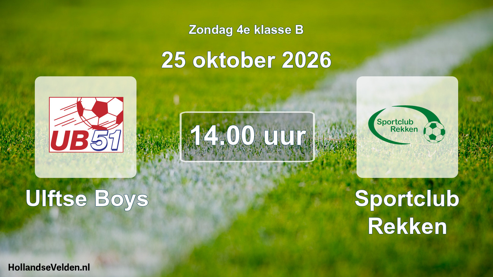 Geplande wedstrijd: Ulftse Boys - Sportclub Rekken (25 oktober 2026)