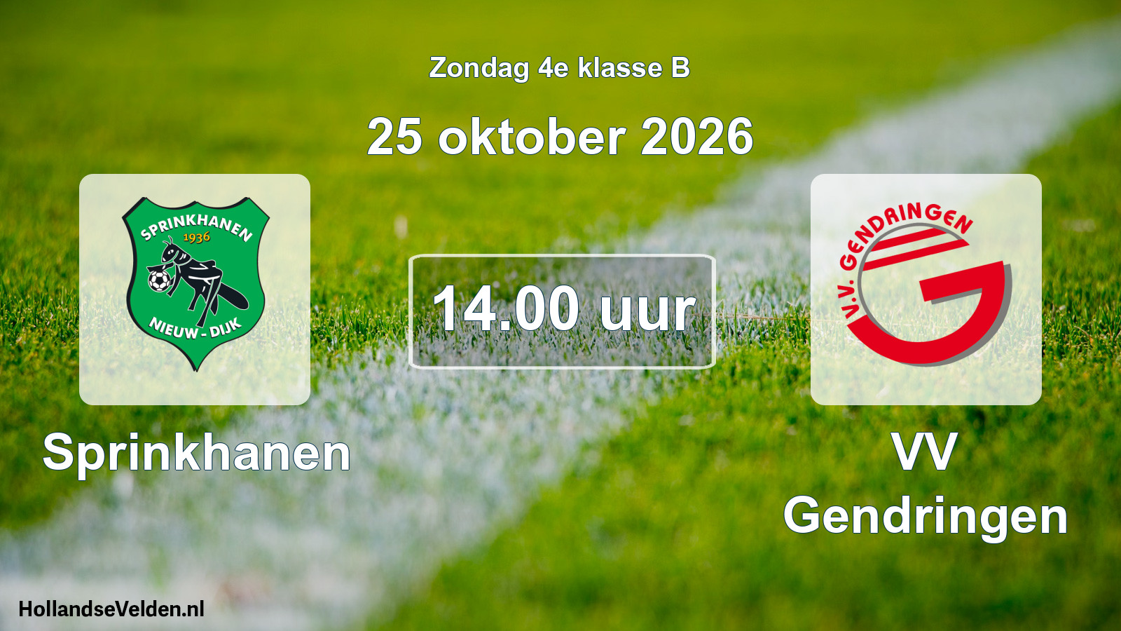 Geplande wedstrijd: Sprinkhanen - VV Gendringen (25 oktober 2026)