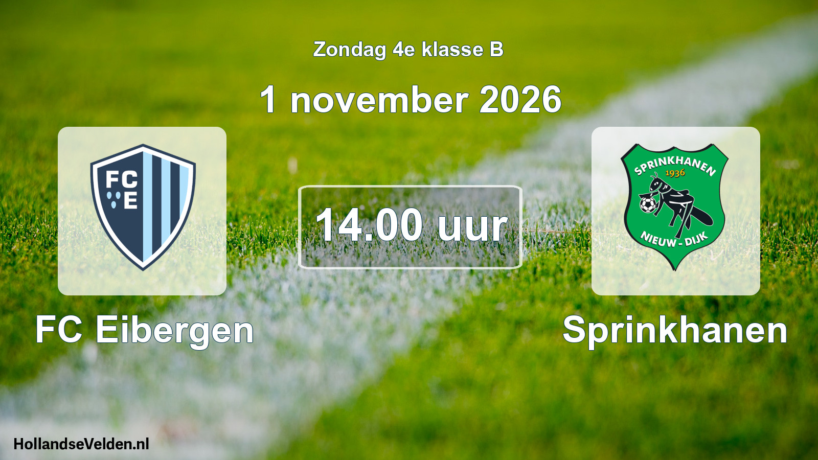 Geplande wedstrijd: FC Eibergen - Sprinkhanen (1 november 2026)