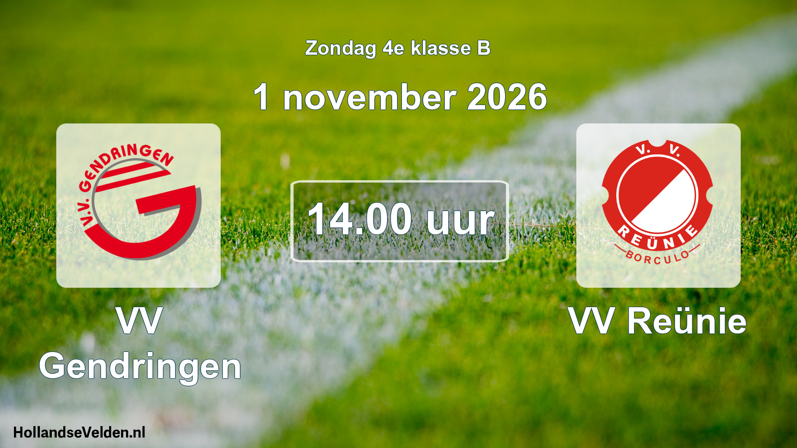 Geplande wedstrijd: VV Gendringen - VV Reünie (1 november 2026)