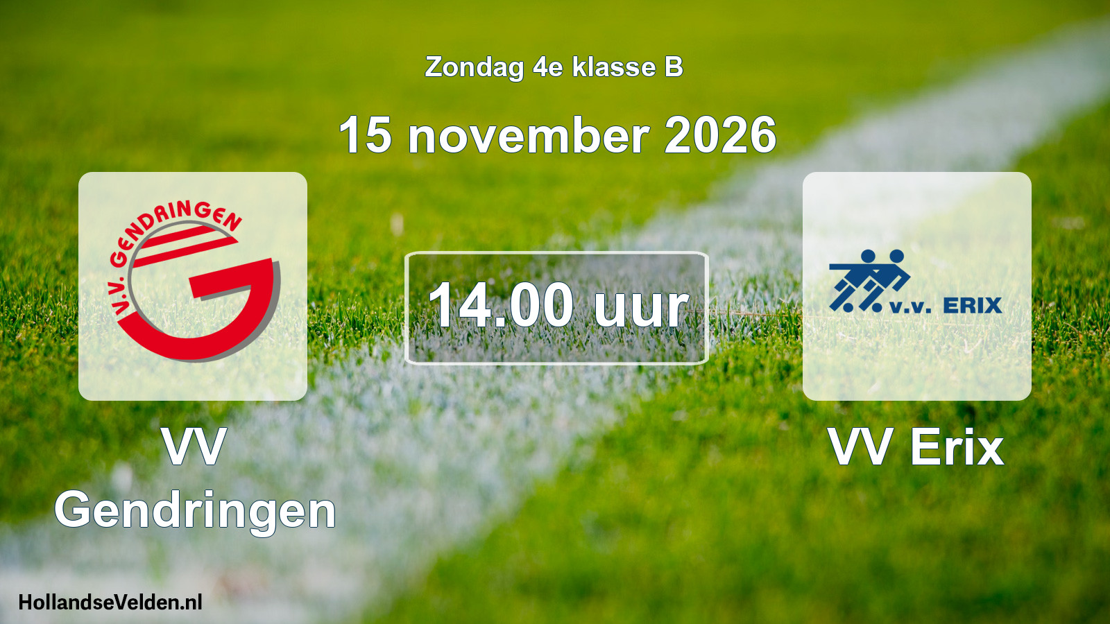 Scheduled Match: VV Gendringen - VV Erix (15 November 2026)