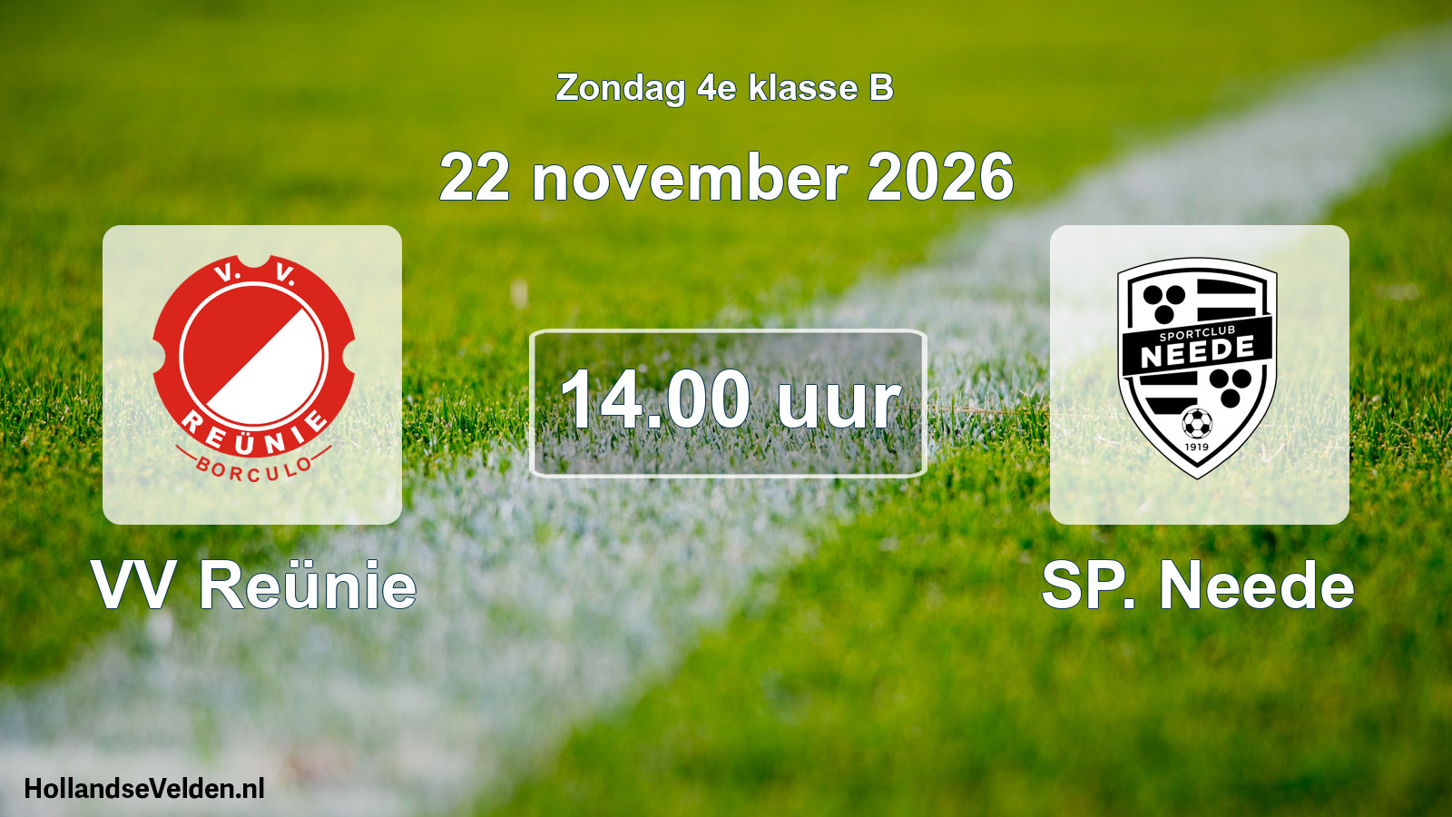 Geplande wedstrijd: VV Reünie - SP. Neede (22 november 2026)