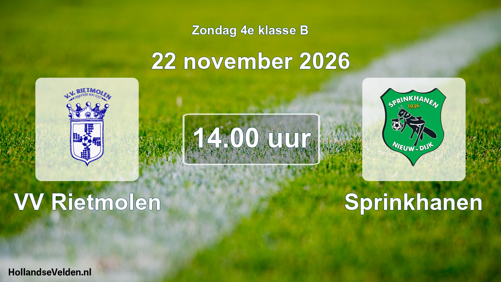Geplande wedstrijd: VV Rietmolen - Sprinkhanen (22 november 2026)