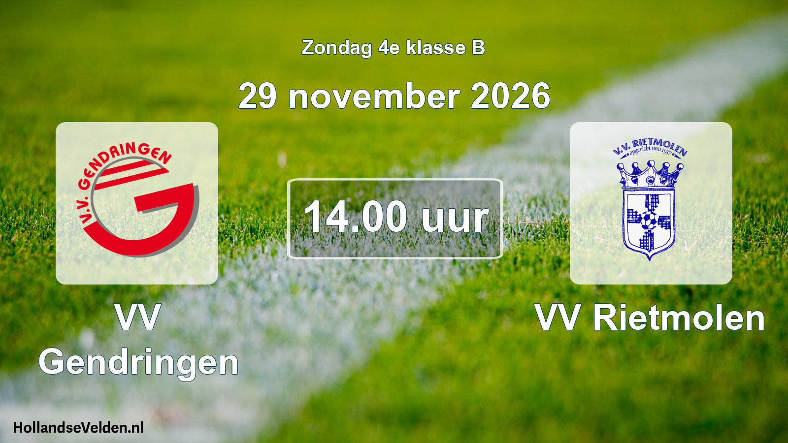Geplande wedstrijd: VV Gendringen - VV Rietmolen (29 november 2026)