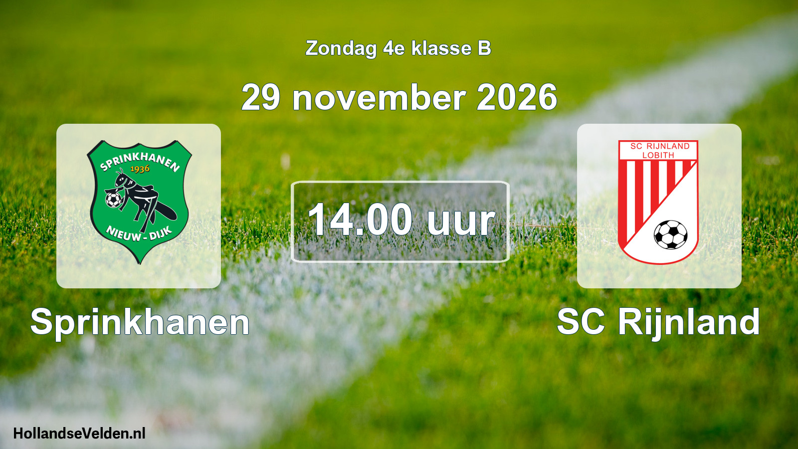 Geplande wedstrijd: Sprinkhanen - SC Rijnland (29 november 2026)