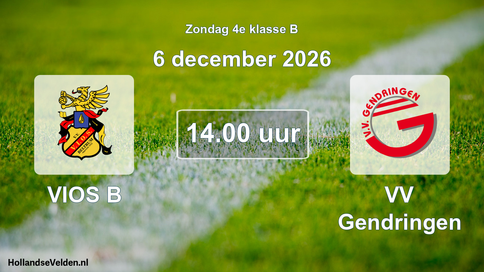 Geplande wedstrijd: VIOS B - VV Gendringen (6 december 2026)