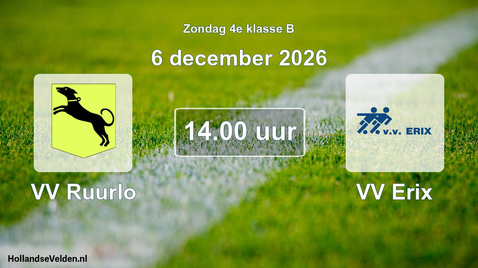 Geplande wedstrijd: VV Ruurlo - VV Erix (6 december 2026)