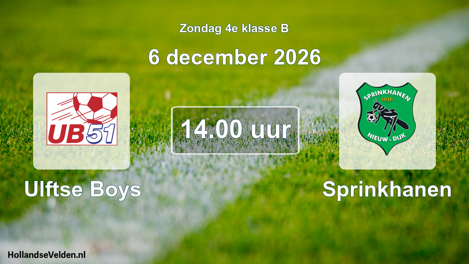 Geplande wedstrijd: Ulftse Boys - Sprinkhanen (6 december 2026)