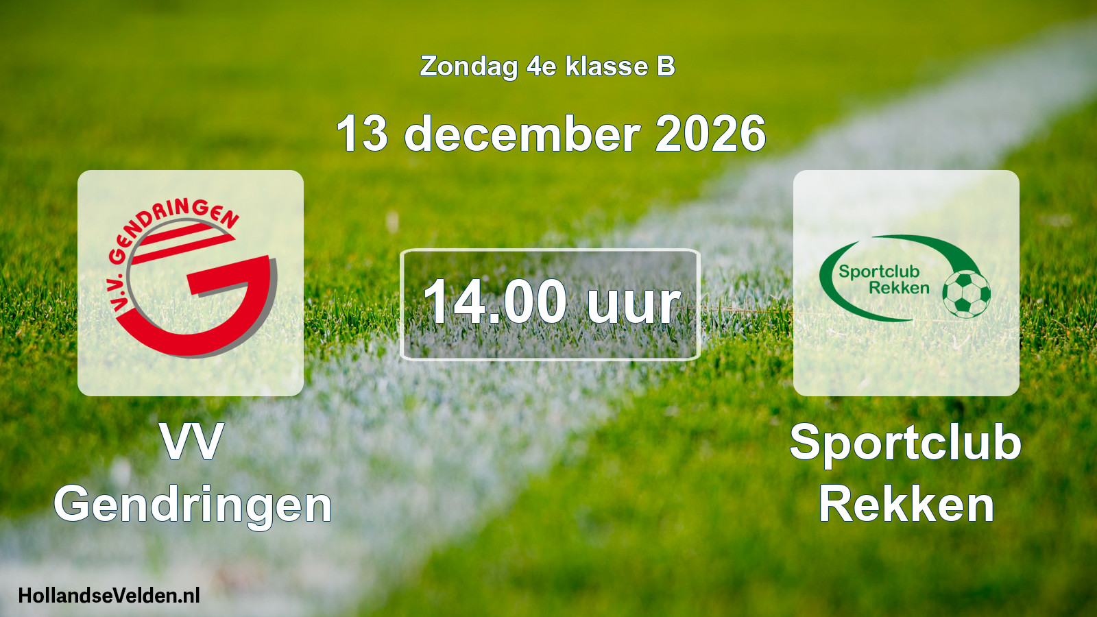 Geplande wedstrijd: VV Gendringen - Sportclub Rekken (13 december 2026)