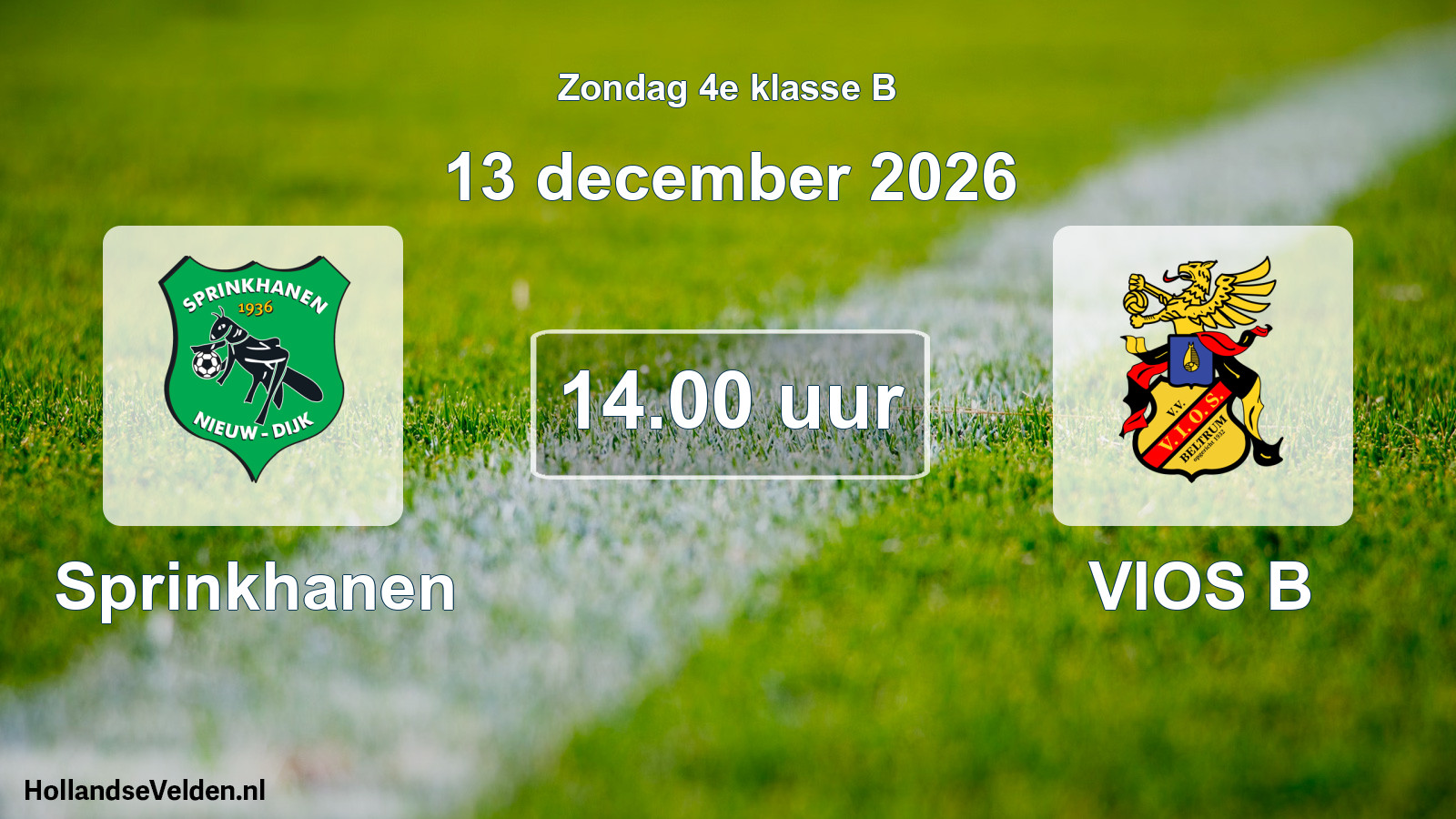 Geplande wedstrijd: Sprinkhanen - VIOS B (13 december 2026)