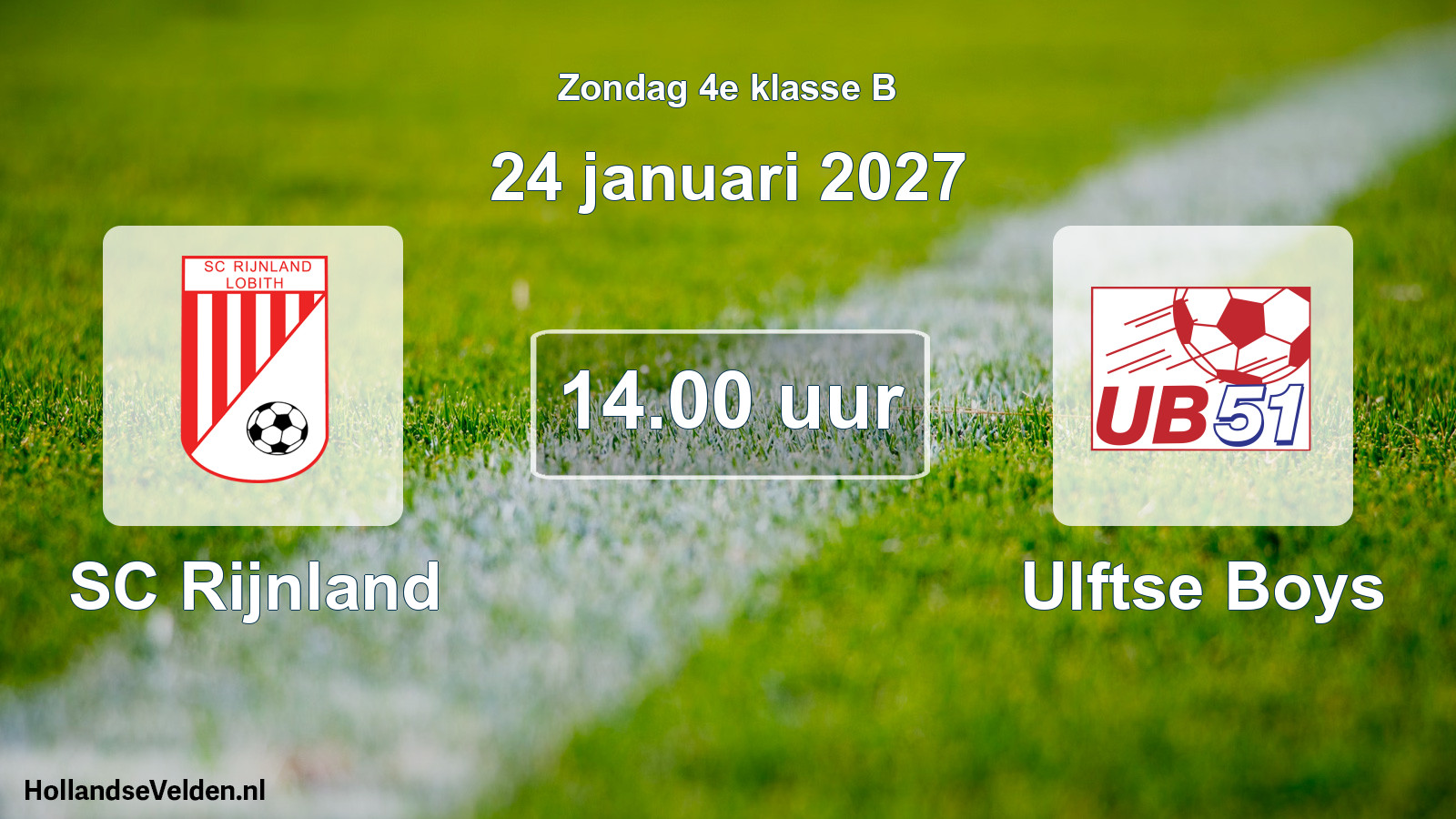 Geplande wedstrijd: SC Rijnland - Ulftse Boys (24 januari 2027)