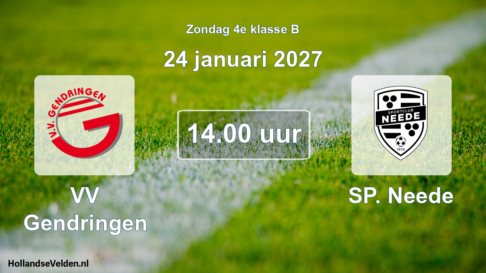 Geplande wedstrijd: VV Gendringen - SP. Neede (24 januari 2027)