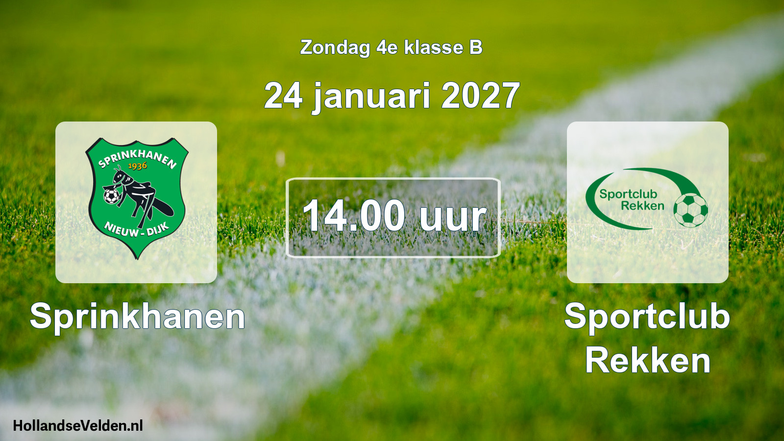Geplande wedstrijd: Sprinkhanen - Sportclub Rekken (24 januari 2027)
