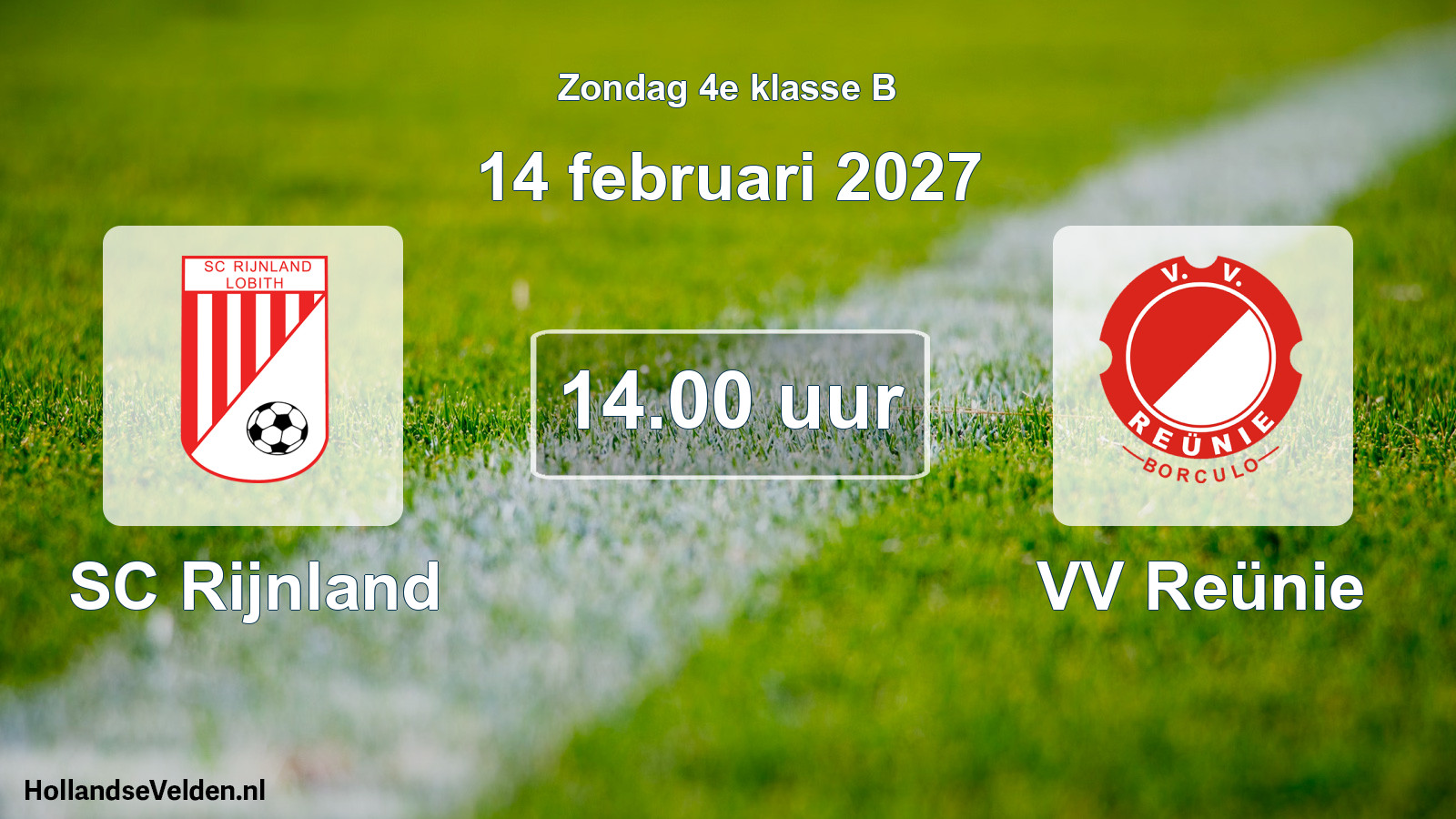 Geplande wedstrijd: SC Rijnland - VV Reünie (14 februari 2027)