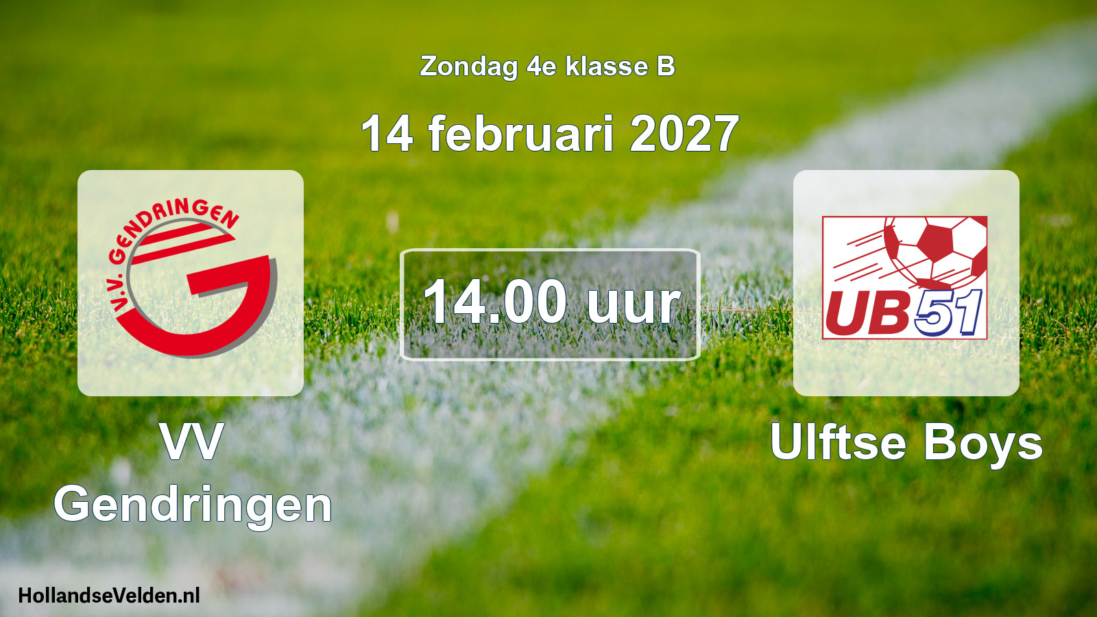 Geplande wedstrijd: VV Gendringen - Ulftse Boys (14 februari 2027)