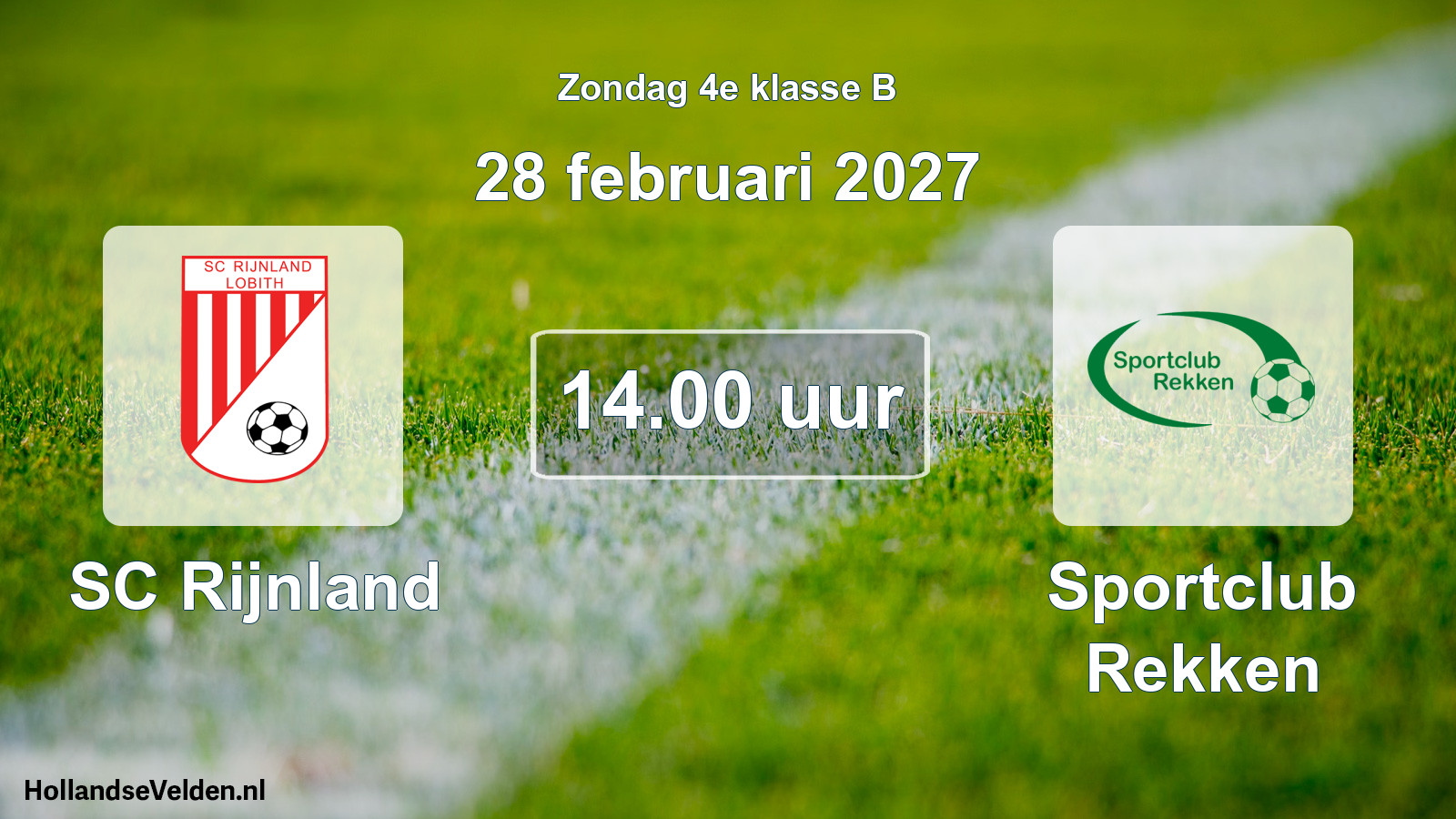 Geplande wedstrijd: SC Rijnland - Sportclub Rekken (28 februari 2027)