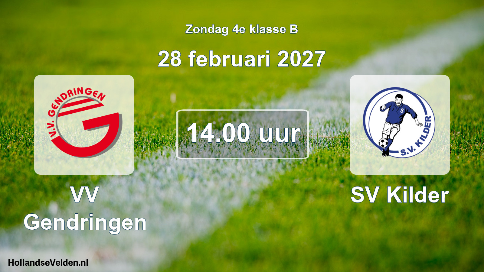 Geplande wedstrijd: VV Gendringen - SV Kilder (28 februari 2027)