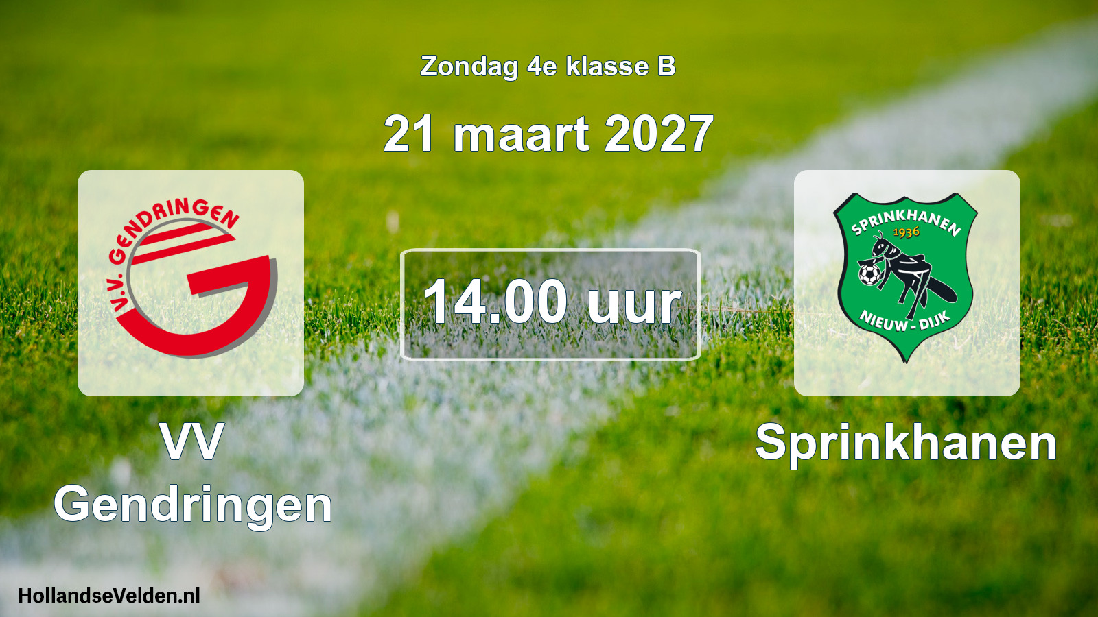 Geplande wedstrijd: VV Gendringen - Sprinkhanen (21 maart 2027)