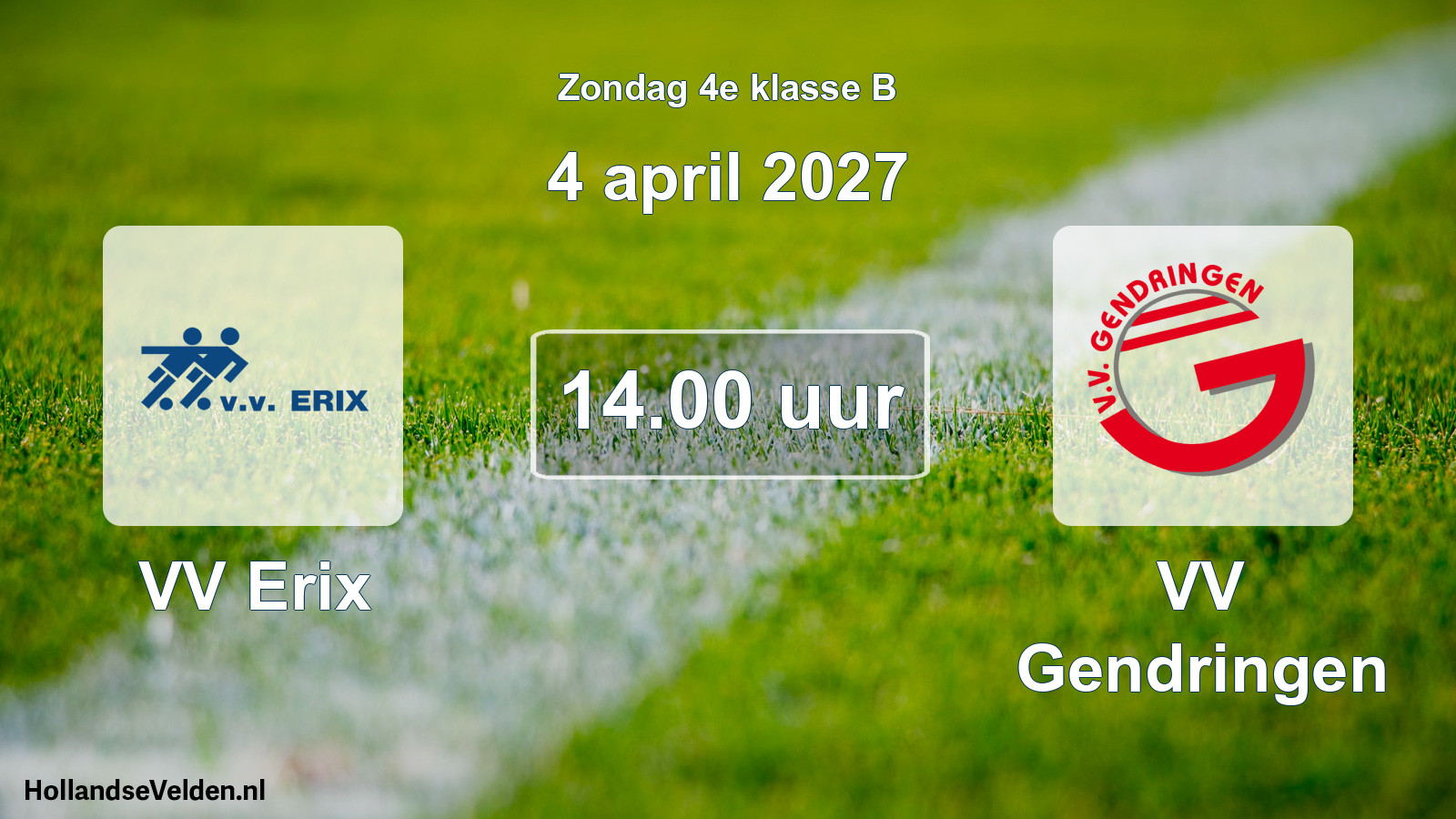 Geplande wedstrijd: VV Erix - VV Gendringen (4 april 2027)
