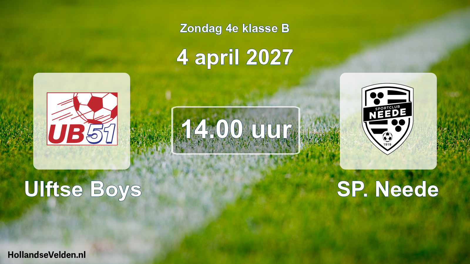 Scheduled Match: Ulftse Boys - SP. Neede (4 April 2027)