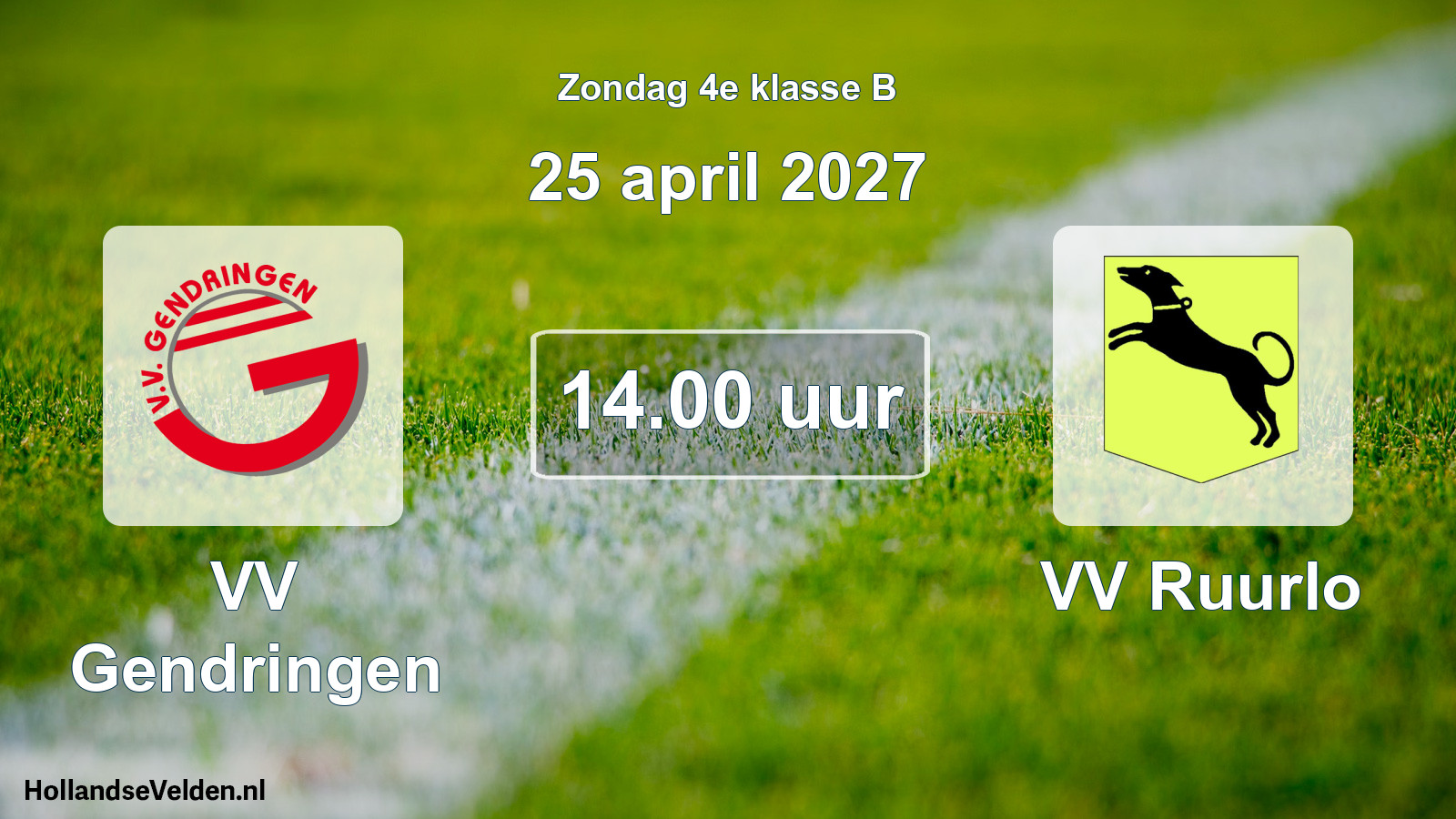 Geplande wedstrijd: VV Gendringen - VV Ruurlo (25 april 2027)