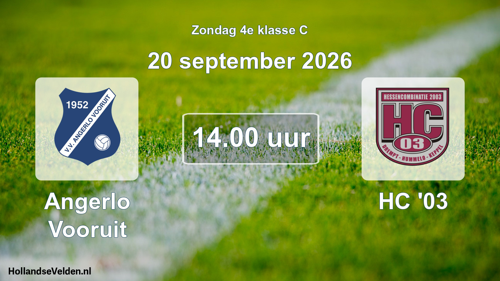 Geplande wedstrijd: Angerlo Vooruit - HC '03 (20 september 2026)