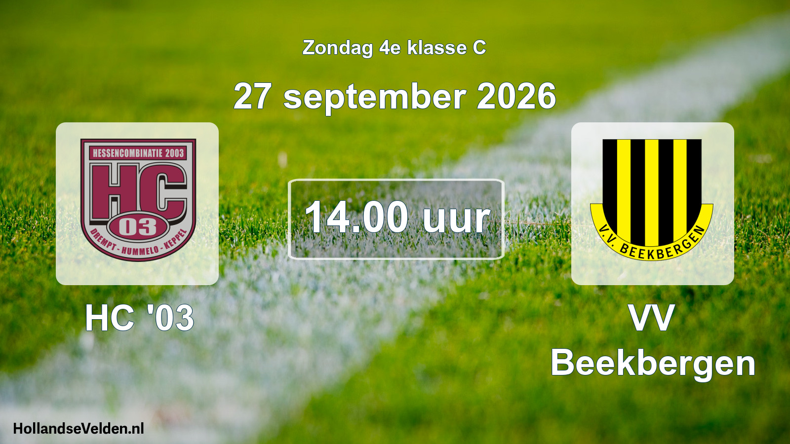 Geplande wedstrijd: HC '03 - VV Beekbergen (27 september 2026)
