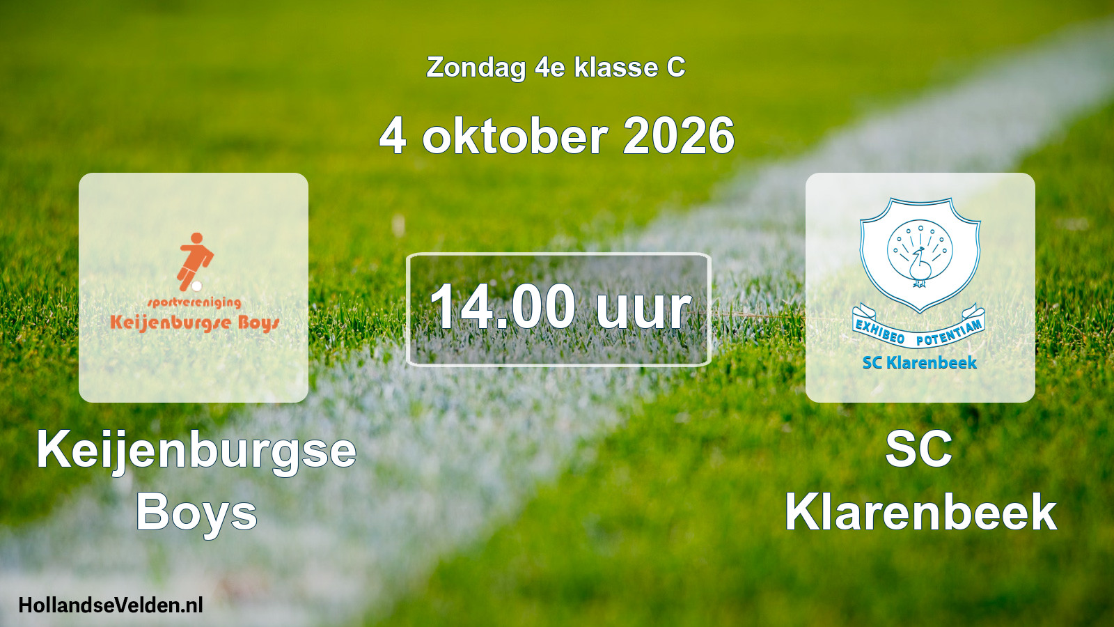 Geplande wedstrijd: Keijenburgse Boys - SC Klarenbeek (4 oktober 2026)