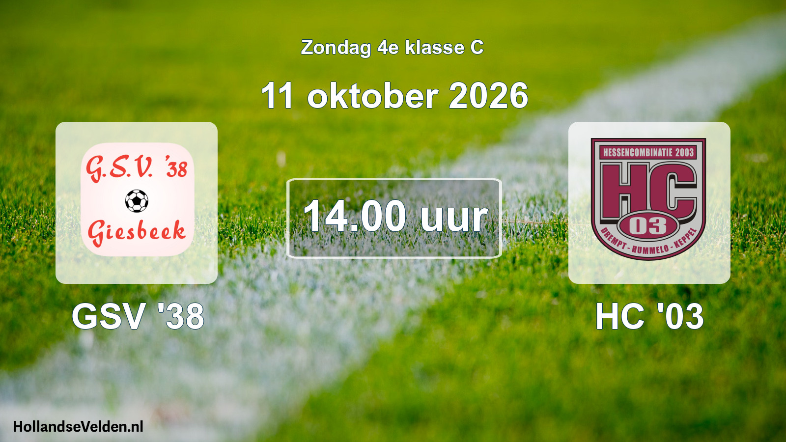 Geplande wedstrijd: GSV '38 - HC '03 (11 oktober 2026)